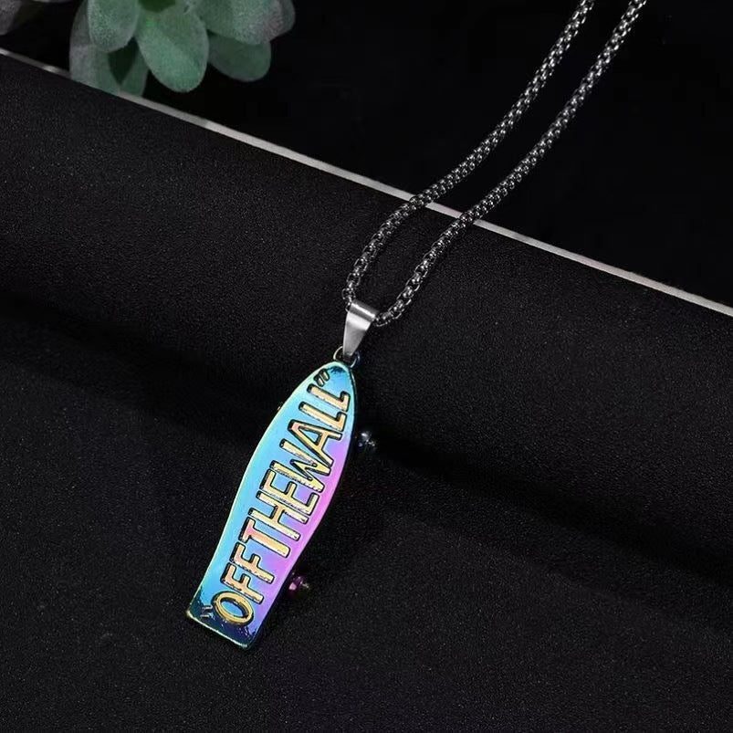 Children's Color Letters Skateboard Trendy Street Personality Necklaces