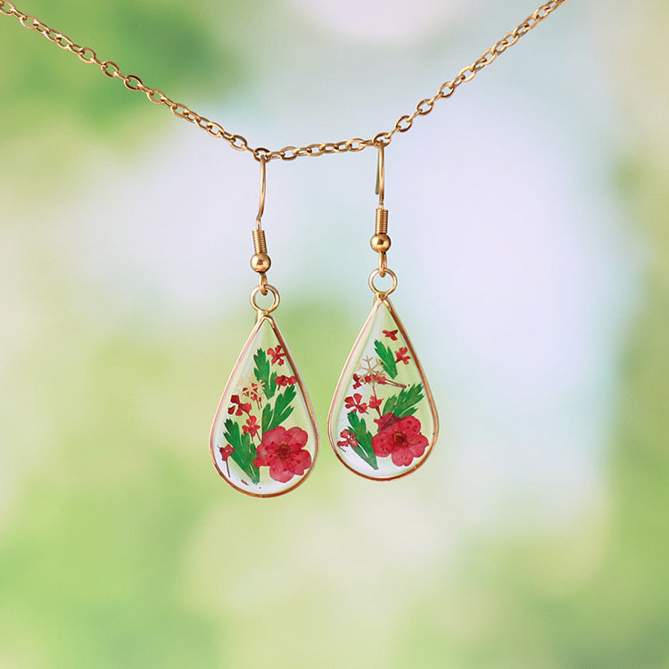 Dried Flower Resin Preserved Fresh Real Earrings