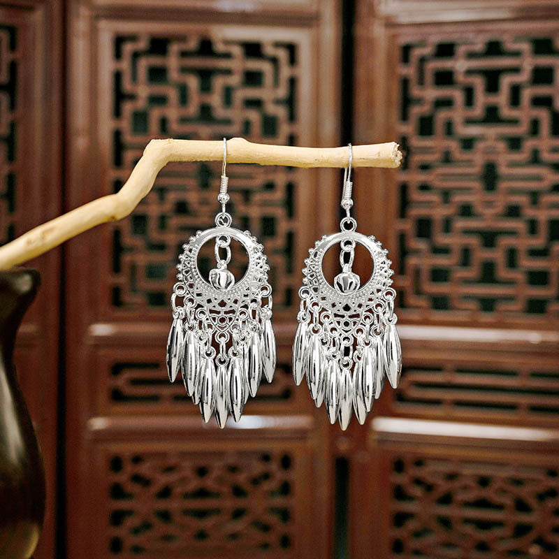 Imitation Miao Sier Ethnic Style Peacock Earrings