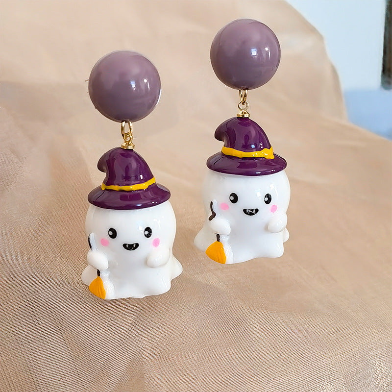 Black Bowknot Ghost Halloween Cute Christmas Earrings