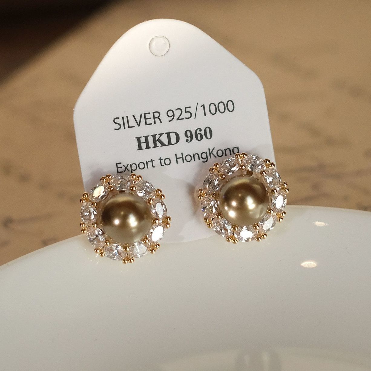 Classic Elegant Light Luxury Minority Round Champagne Pearl Rings