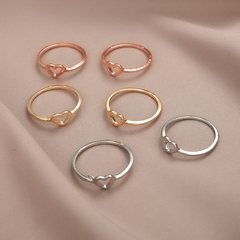 Hollow Love Heart Heart-shaped Small Fresh Rings