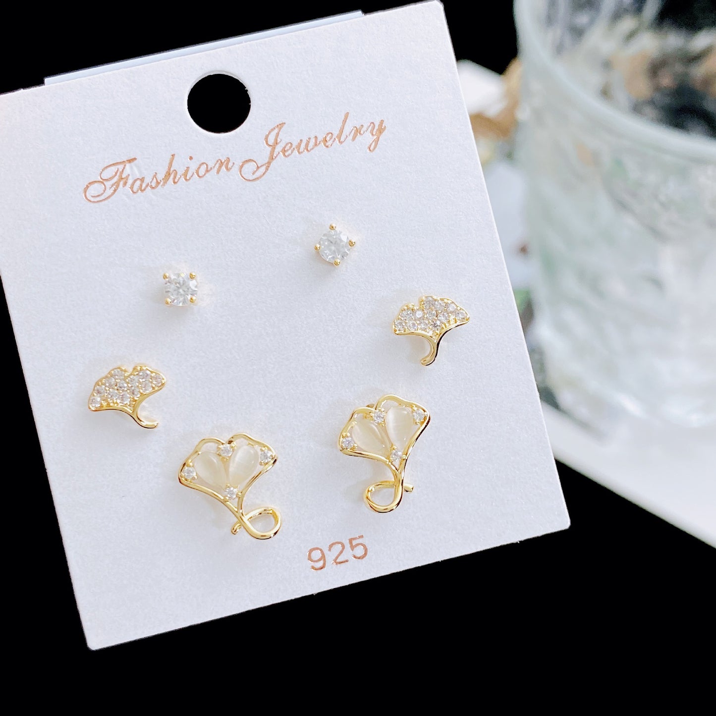 Women's Micro Inlaid Zircon Small Three Pairs Earrings