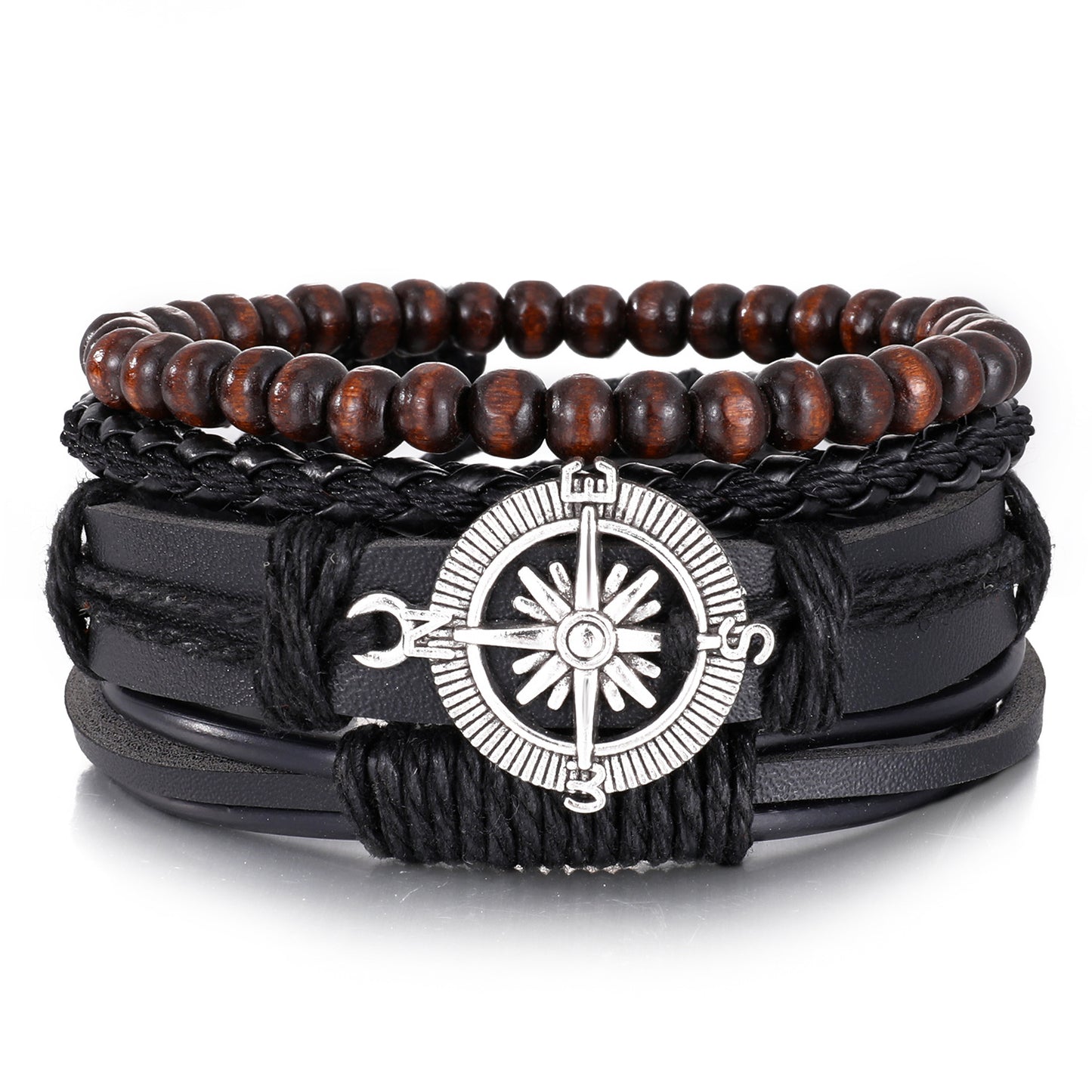 Men's Series Woven Leather Coconut Shell Hemp Bracelets