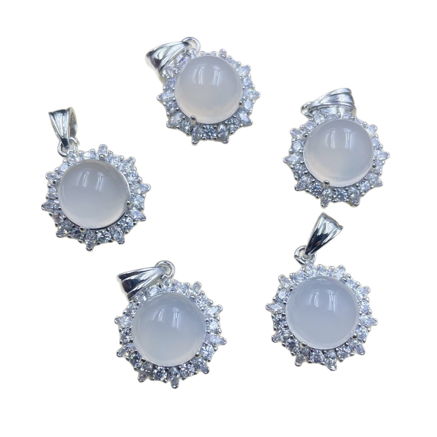 Natural Lychee Jelly White Chalcedony Sier Live Pendants