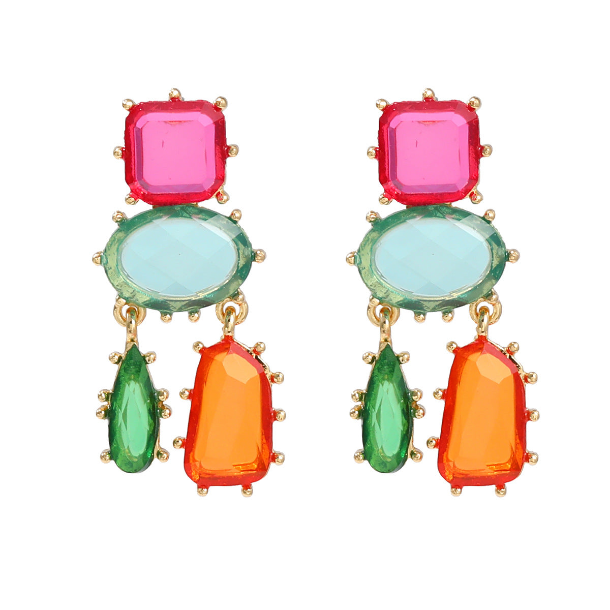 Women's Crystals Exaggerated Geometric Color Matching Bohemian Earrings