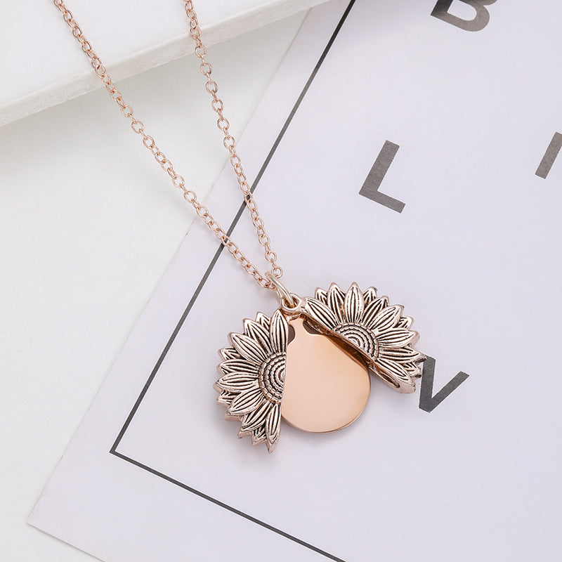 Sunflower Stainless Steel Round Board Blank Necklaces