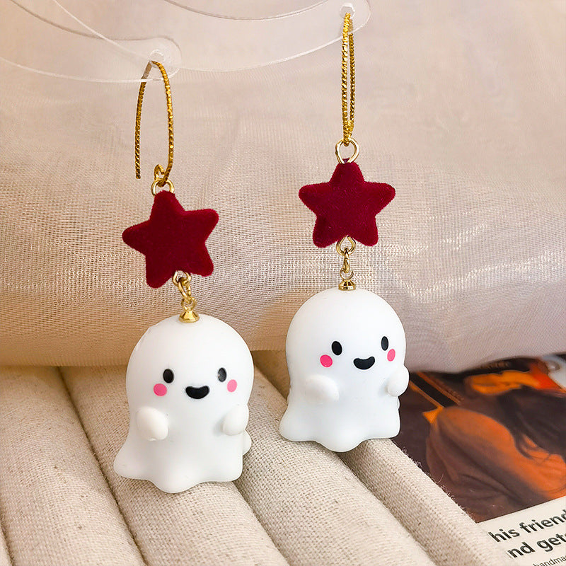 Black Bowknot Ghost Halloween Cute Christmas Earrings