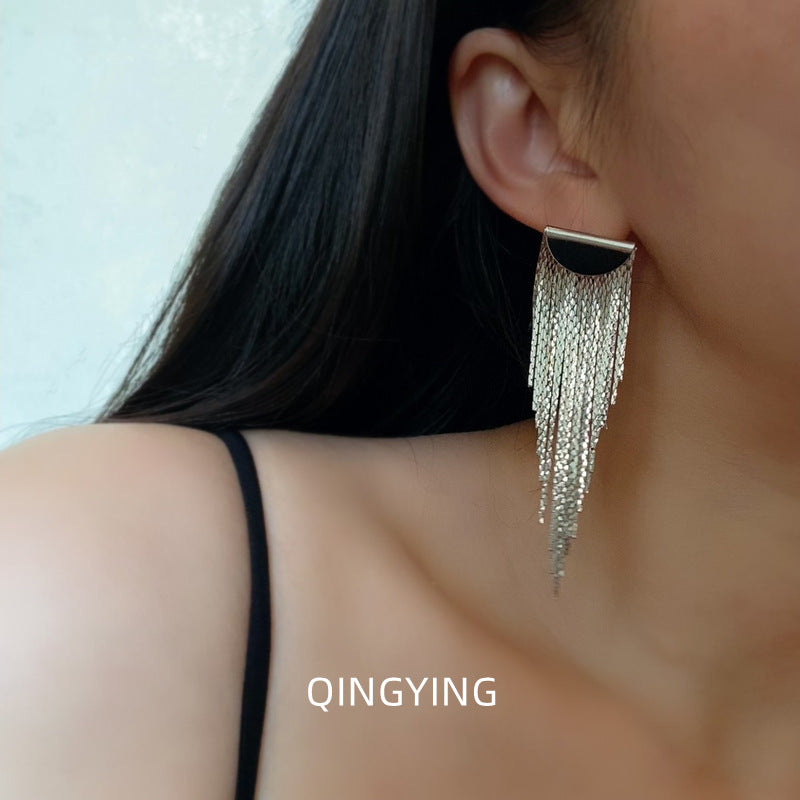 Metal Long Fringe Female Special Interest Light Luxury Design Earrings