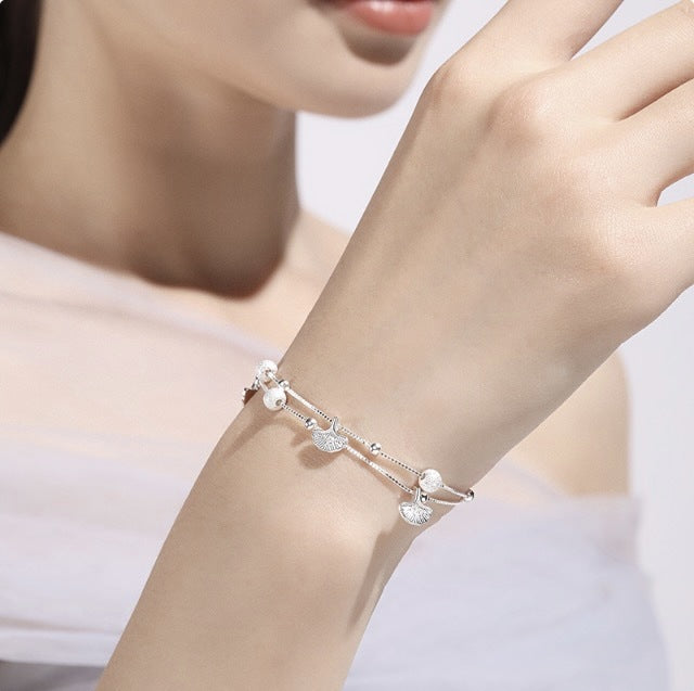 Sterling Sier Simple Fresh Accessories Leaf Gifts Bracelets