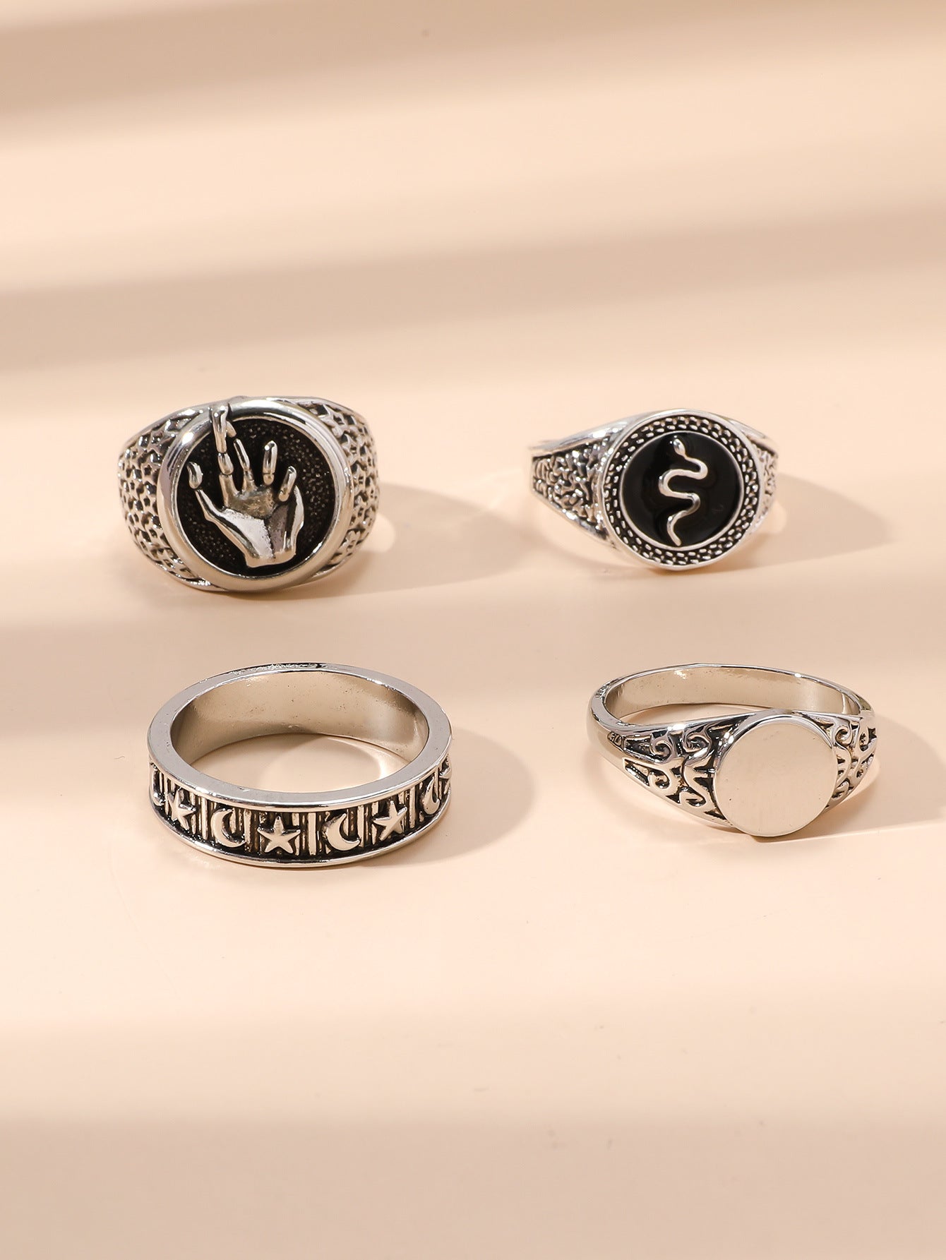 Men's Black Snake Dark Style Design Hovering Ring