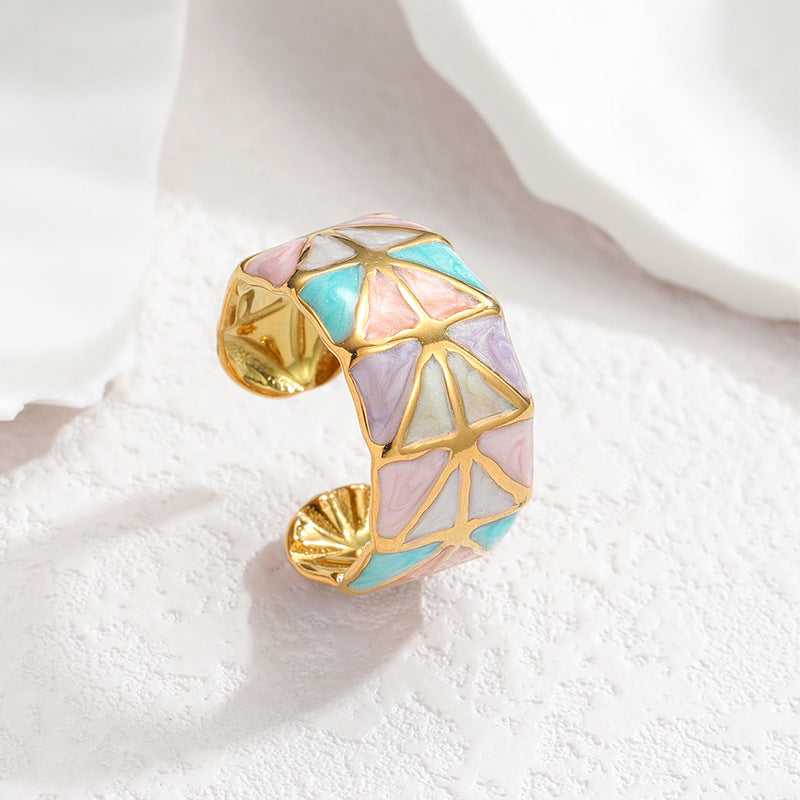 Geometric Irregular Lines Drip Open Fashion Titanium Rings