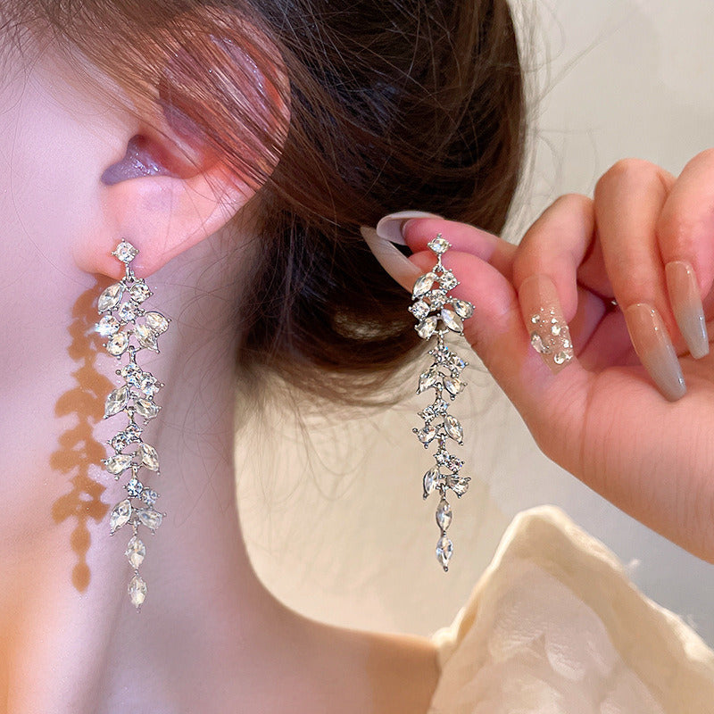 Light Luxury High-grade Sier Pearl Temperament With Perfect Tassel Earrings