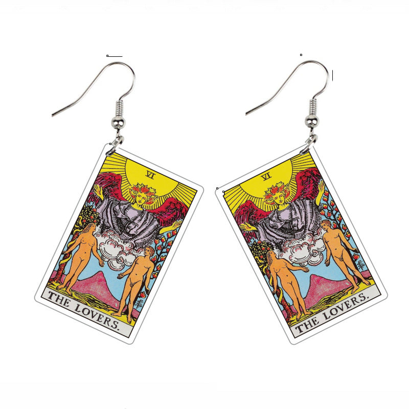 Acrylic Printing Double-sided Vintage Tarot Designer Earrings