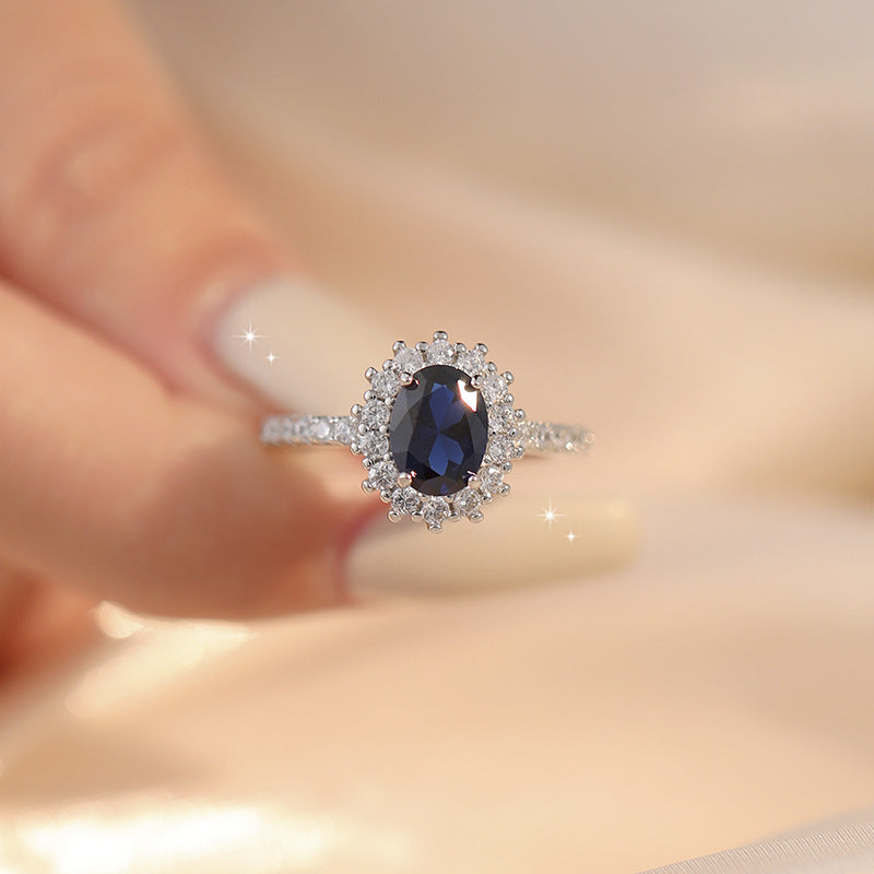 Live Simulation Ruby Sapphire Big Diamond Denier Female Ring