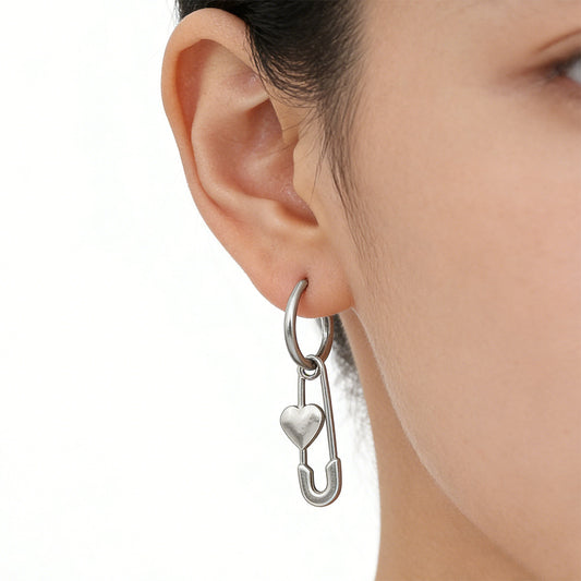 Women's & Men's Love Pin Ear Clip Stainless Steel Earrings