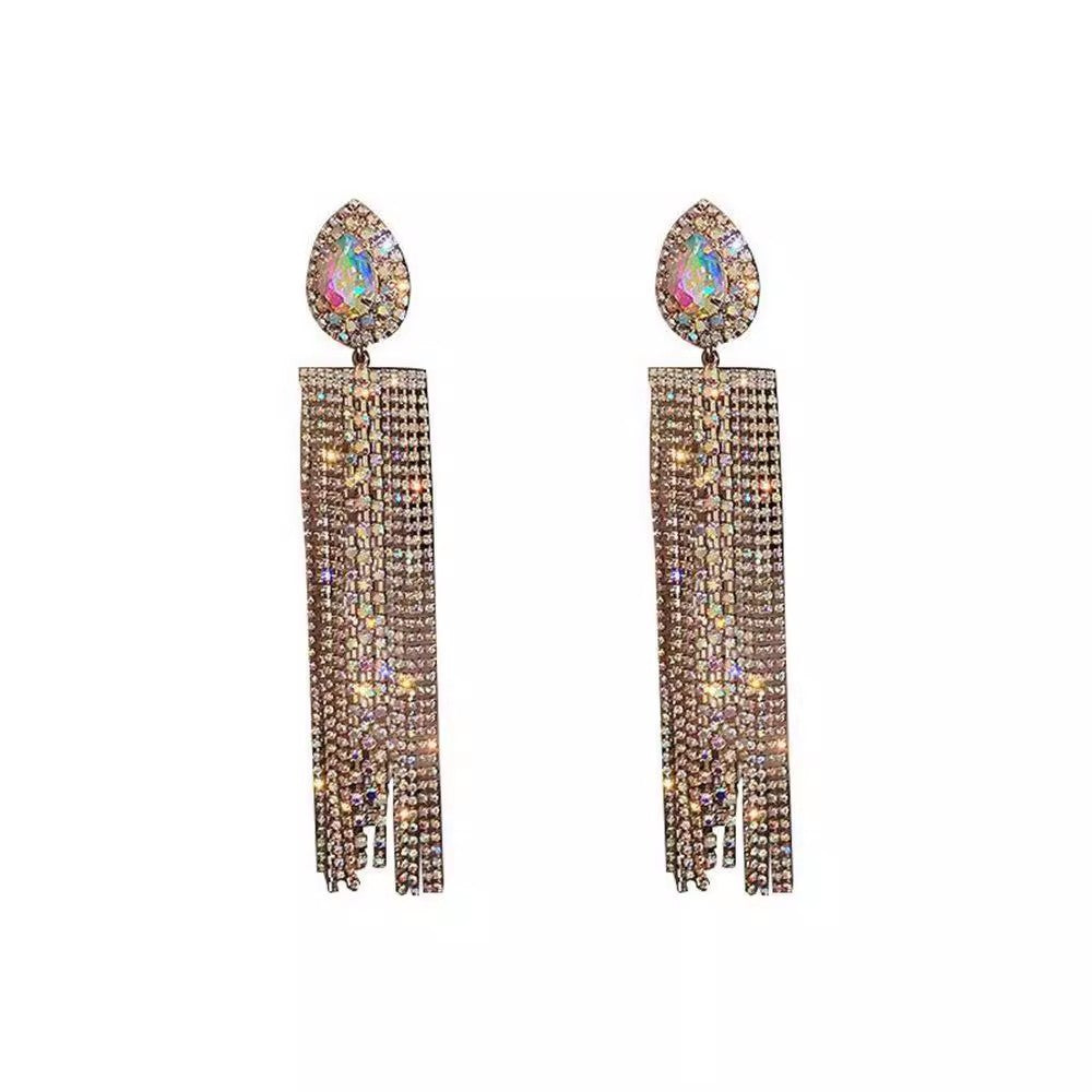 Women's Diamond Long Fringe Fashion Design Eardrops Earrings