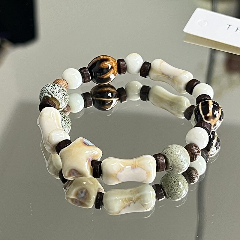 Women's Ceramic Ornament High-grade Woven Flower Chinese Bracelets