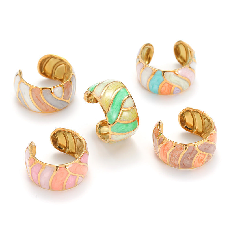 Geometric Irregular Lines Drip Open Fashion Titanium Rings