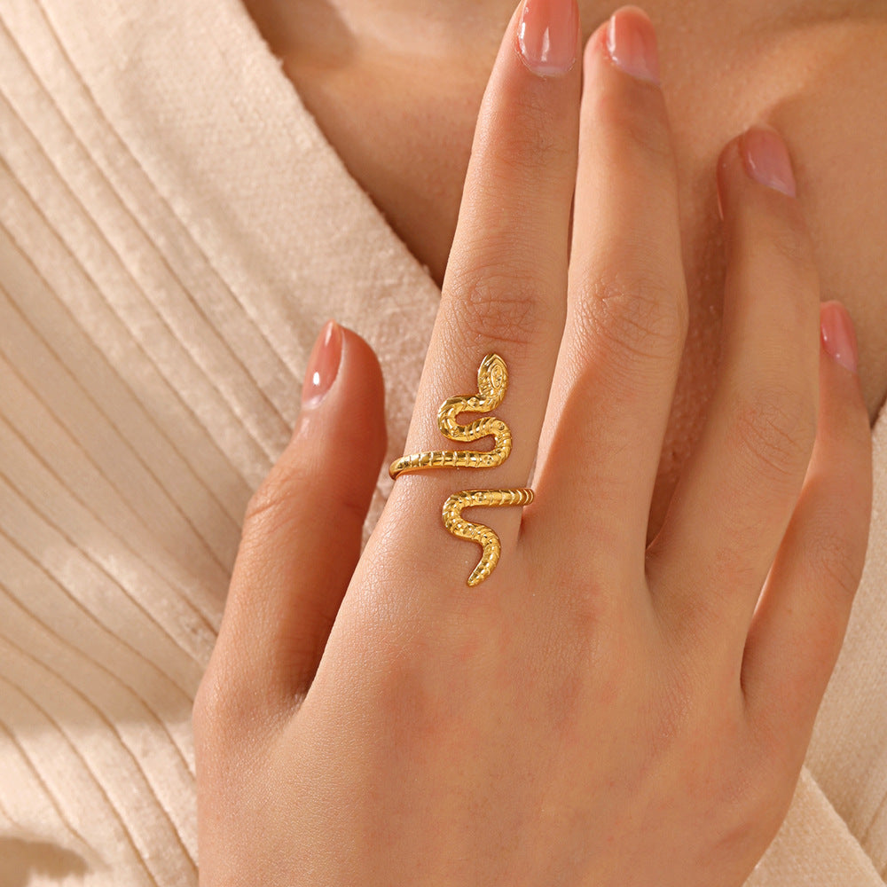 Stainless Steel Gold Snake Personality Real Rings