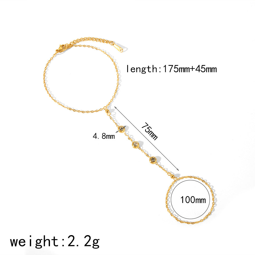 Women's Simple Stainless Steel Finger Chain Integrated Bracelets