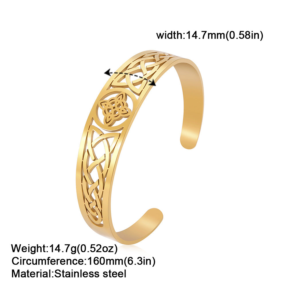 Trend Real Gold Plating Witch Knot Hollow Stainless Bracelet