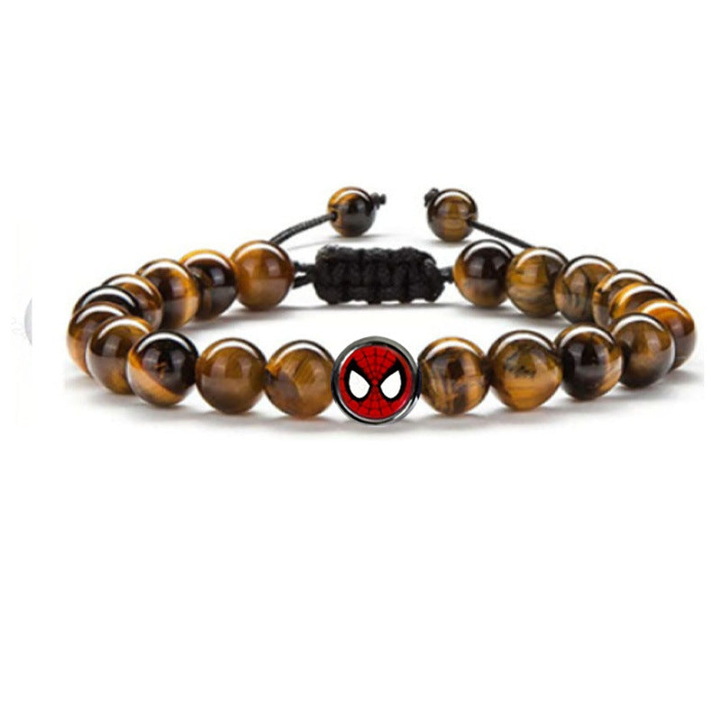 Men's Black Silk Frosted Woven Football Fashion Tigereye Bracelets