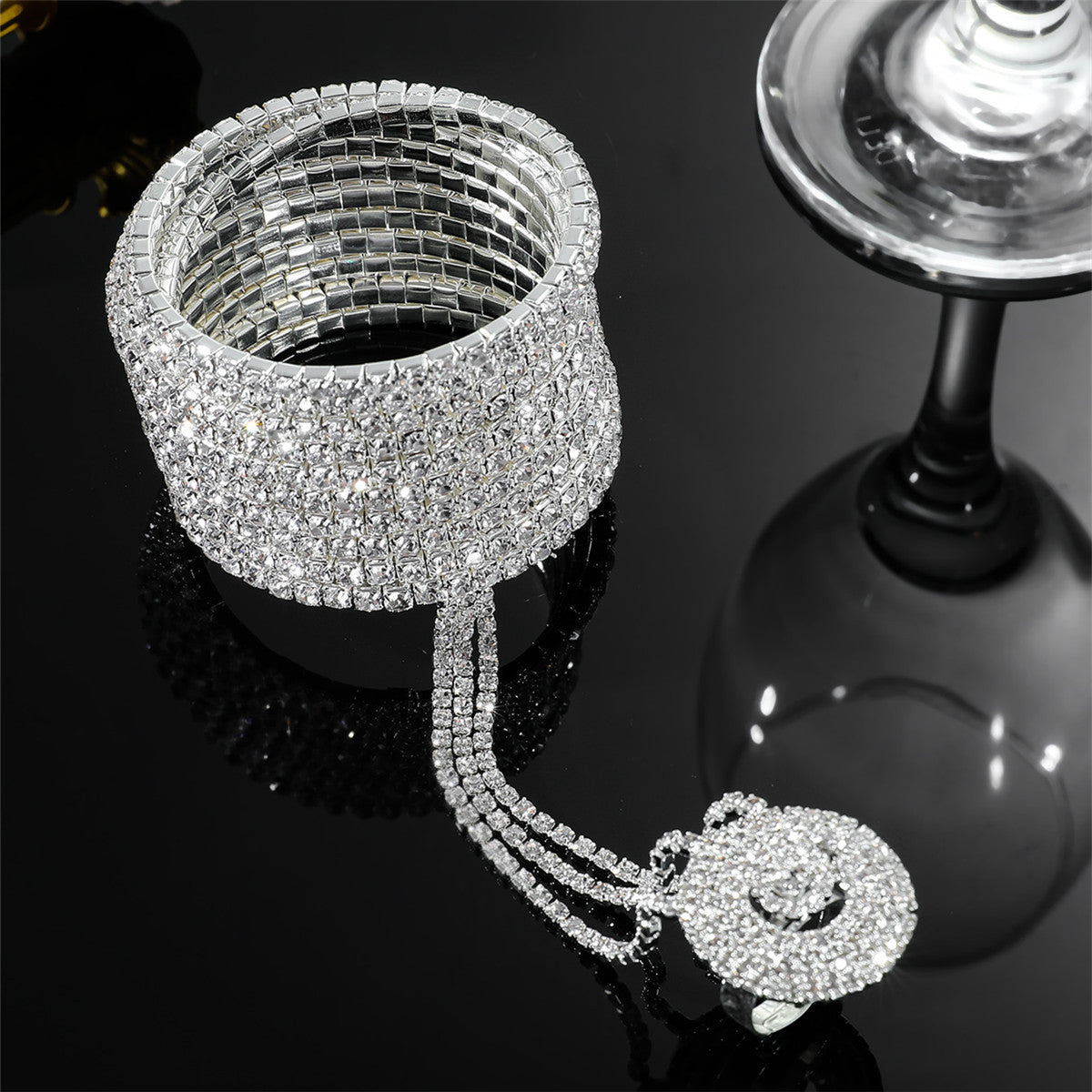 Women's Rhinestone Shiny Full Diamond Elastic Finger Bracelets