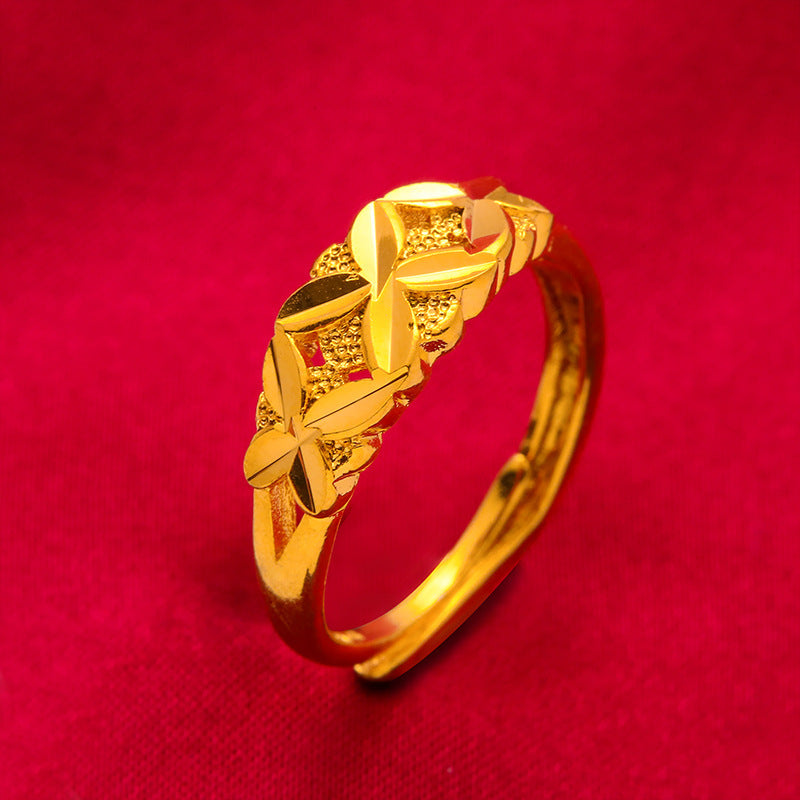 Women's Open Carven Design Brass Gold Plated Shop Ring