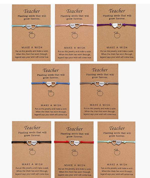 Card Vintage Alloy Teacher Blessing Wrist Bracelets