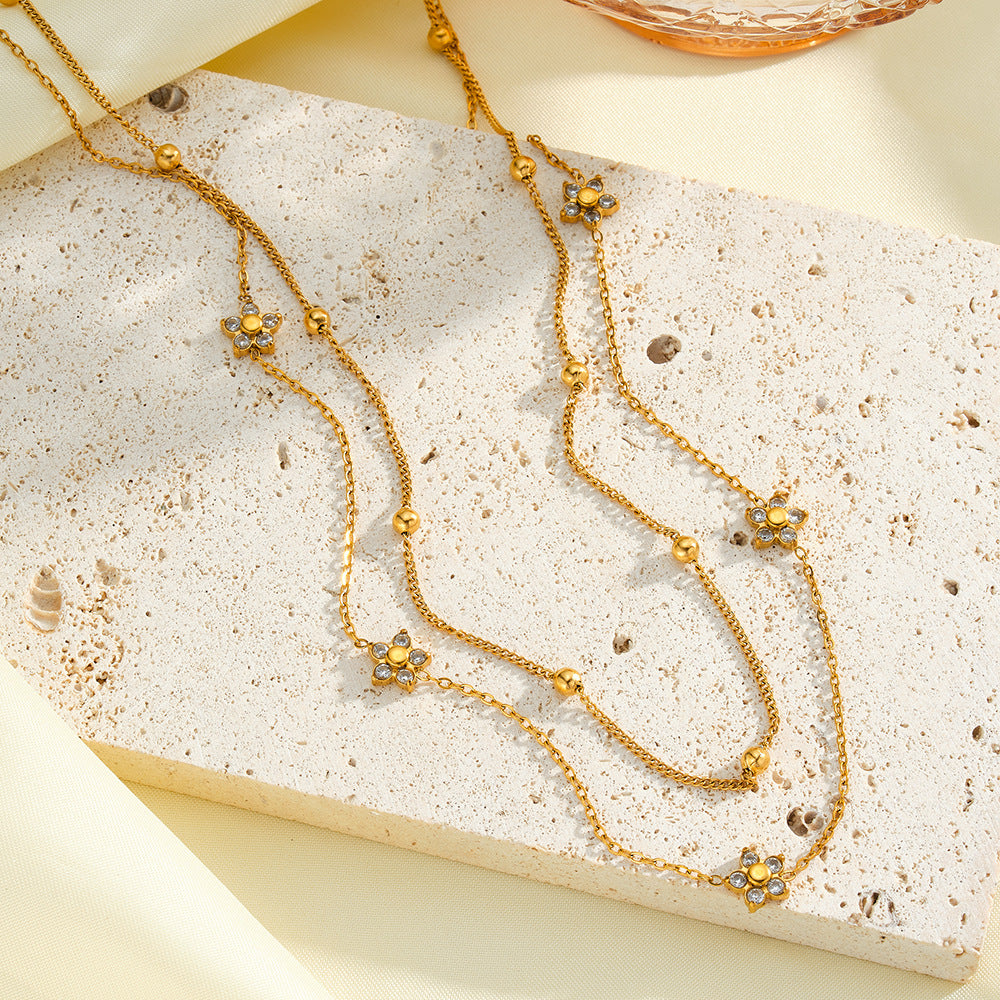 Women's Stainless Steel Double Layer Twin Simple Necklaces