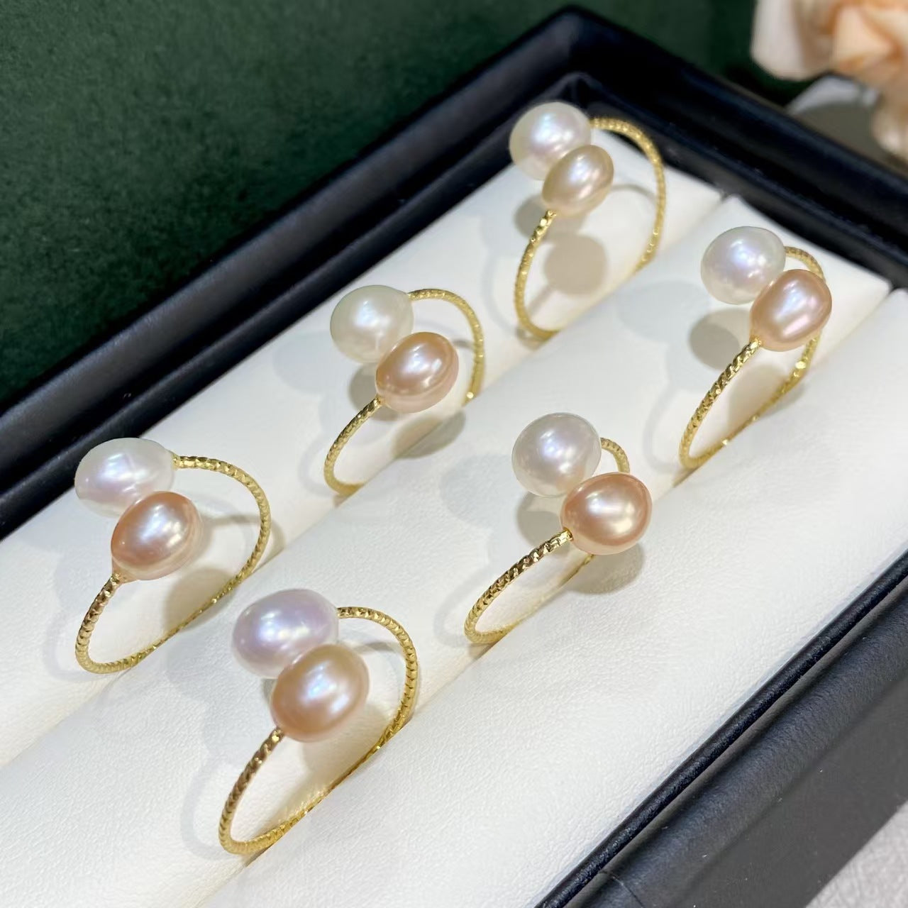 Freshwater Pearl Water Drop Elastic Opening Rings