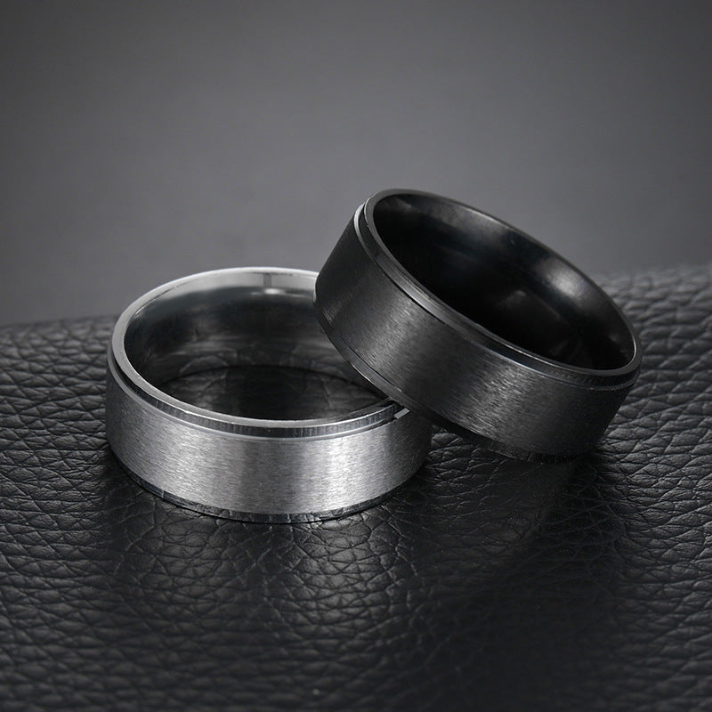 Men's Stainless Steel Ornament Matte Black Plated Rings