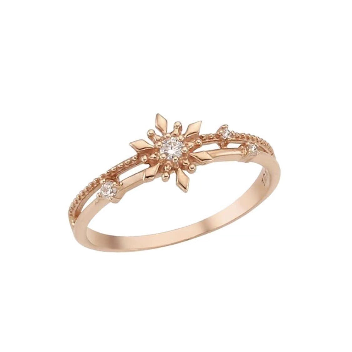 Women's Snowflake Delicate Mosaic Open-end Zircon White Exquisite Refined Grace Ring