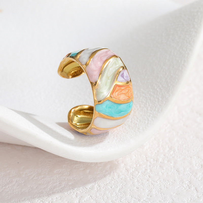 Geometric Irregular Lines Drip Open Fashion Titanium Rings