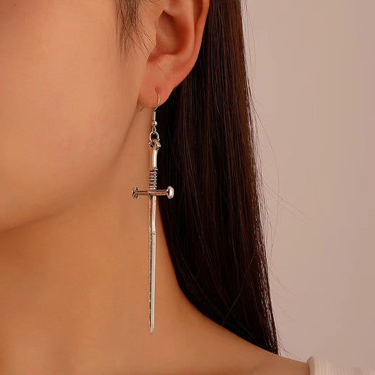 Women's Dark Punk Alloy Cross Sword Vintage Exaggerated Earrings