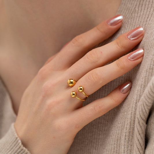 Gold Three Ball Golden Open-end High-grade Rings