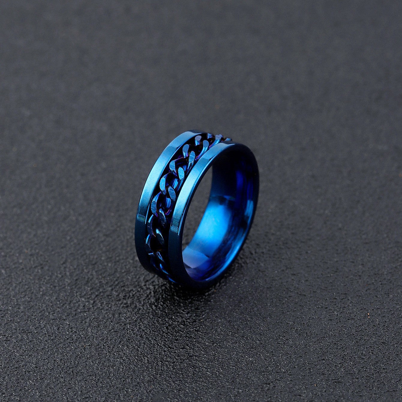 Men's Stainless Steel Trendy Titanium Rotatable Open Rings