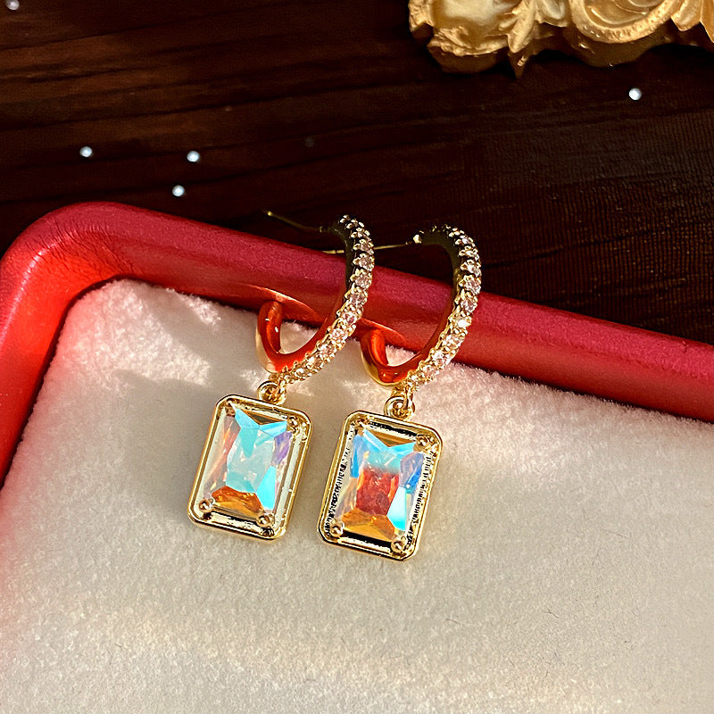 Women's Square Zircon High Sense Special Interest Light Luxury Earrings