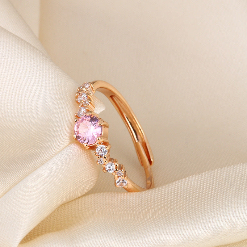 Women's Pink Diamond Open Light Luxury Fashion Rings