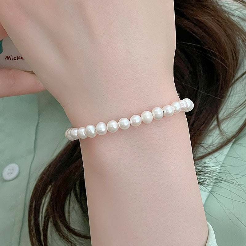 Women's Sier Natural Freshwater Pearl Under Banyan Bracelets