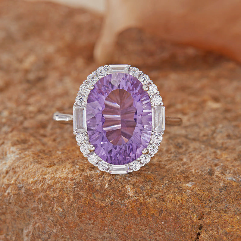 Natural Colored Gems Amethyst Female Advanced Rings