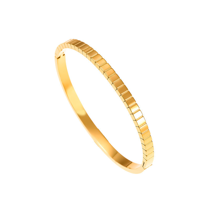 Titanium Steel Square Striped Stainless High-grade Simple Bracelet