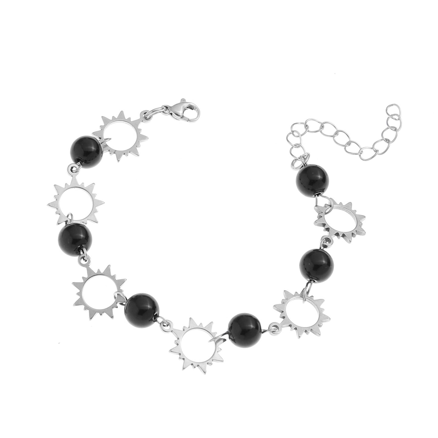 Steel Imitation Pearl Sun Moon Ornament Bracelets