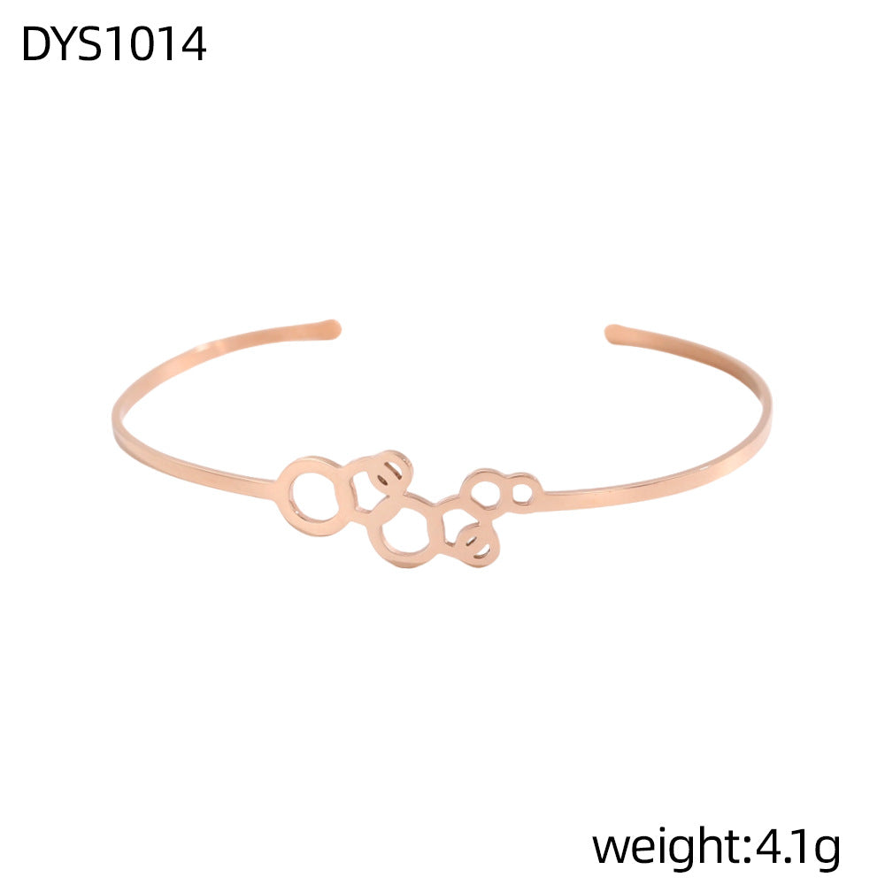 Geometric Hollow Metal Feeling Open-ended Stainless Steel Vacuum Electroplating Design Bracelets