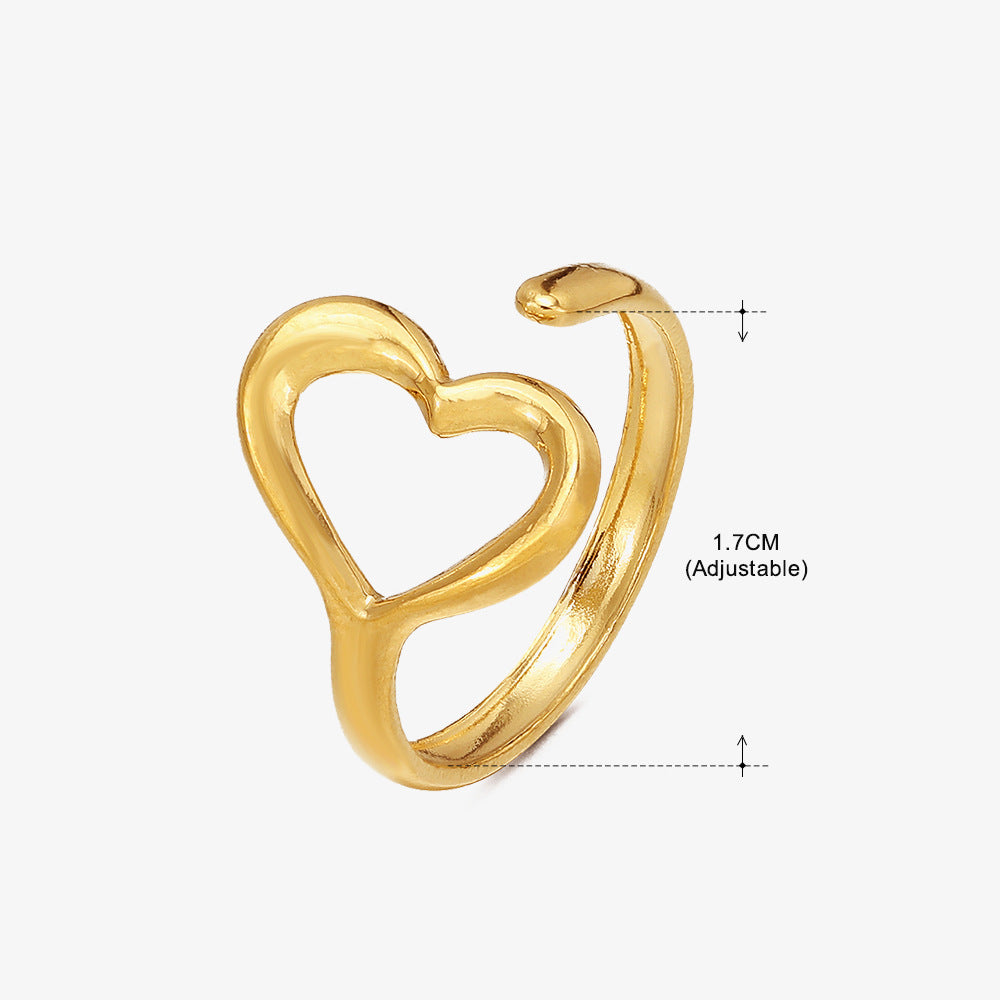 Women's Fashion Stainless Steel Love Heart-shaped Popular Rings