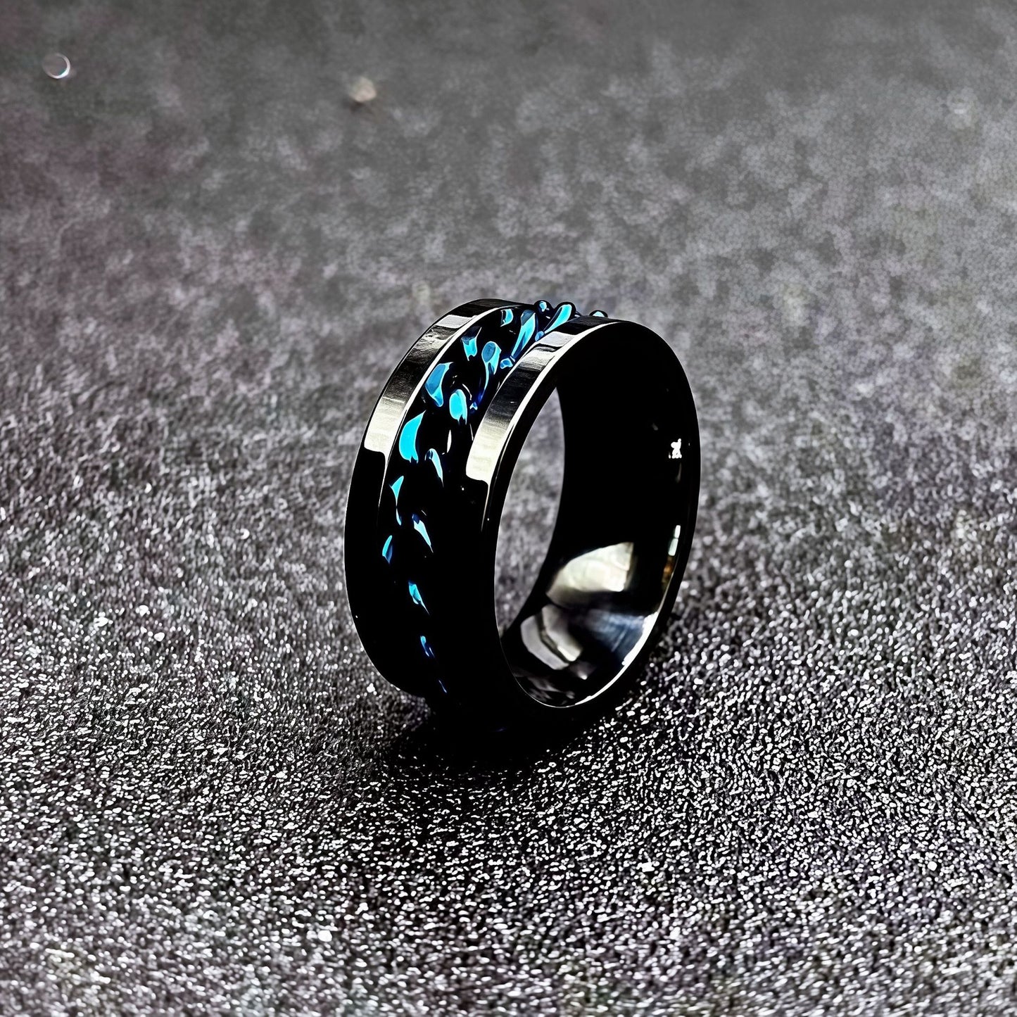 Men's Beer Adjustable Decompression Rotatable Chain Titanium Ring