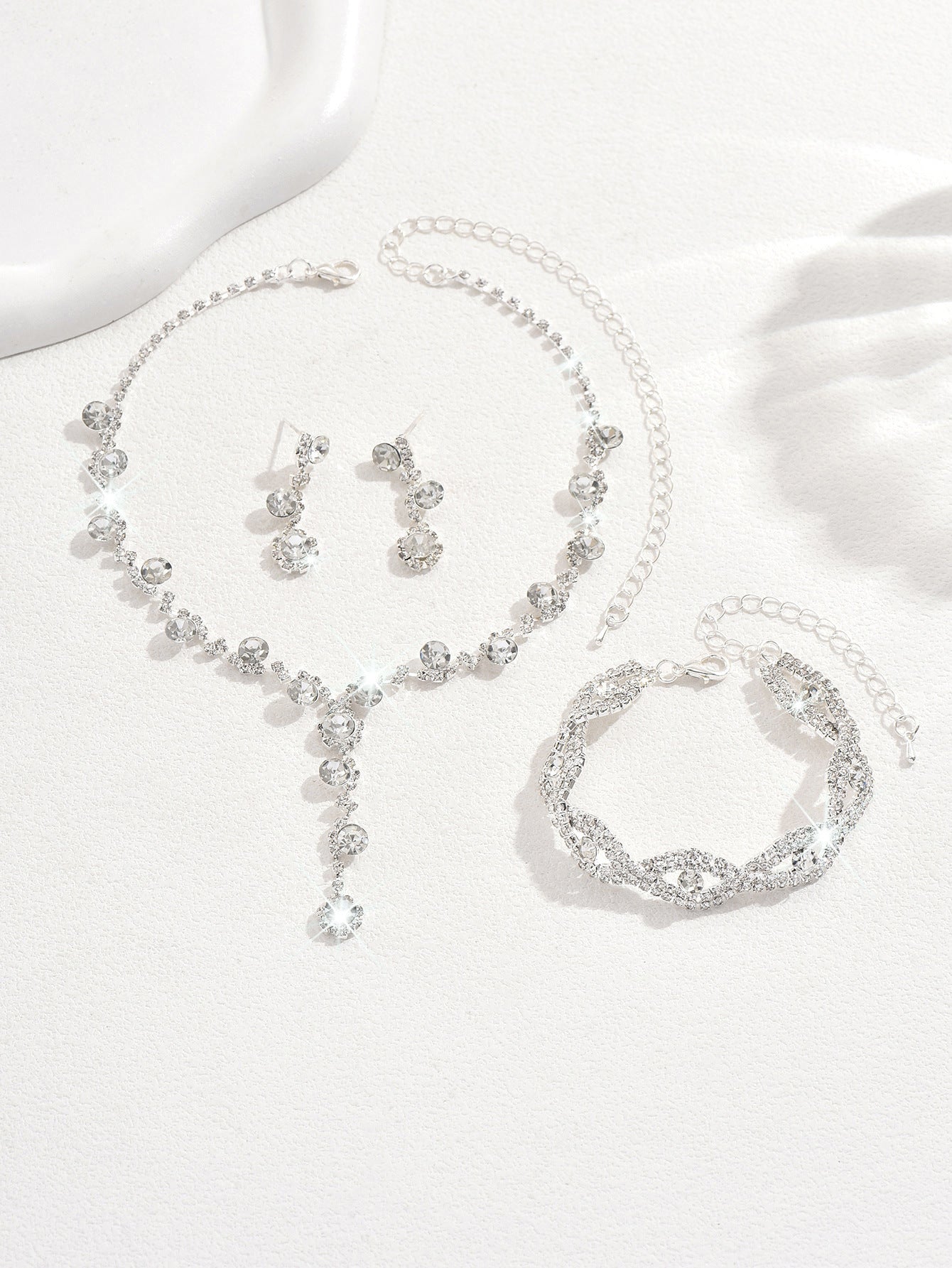 Bridal Popular Sunflower Rhinestone Pearl Three-piece Necklaces