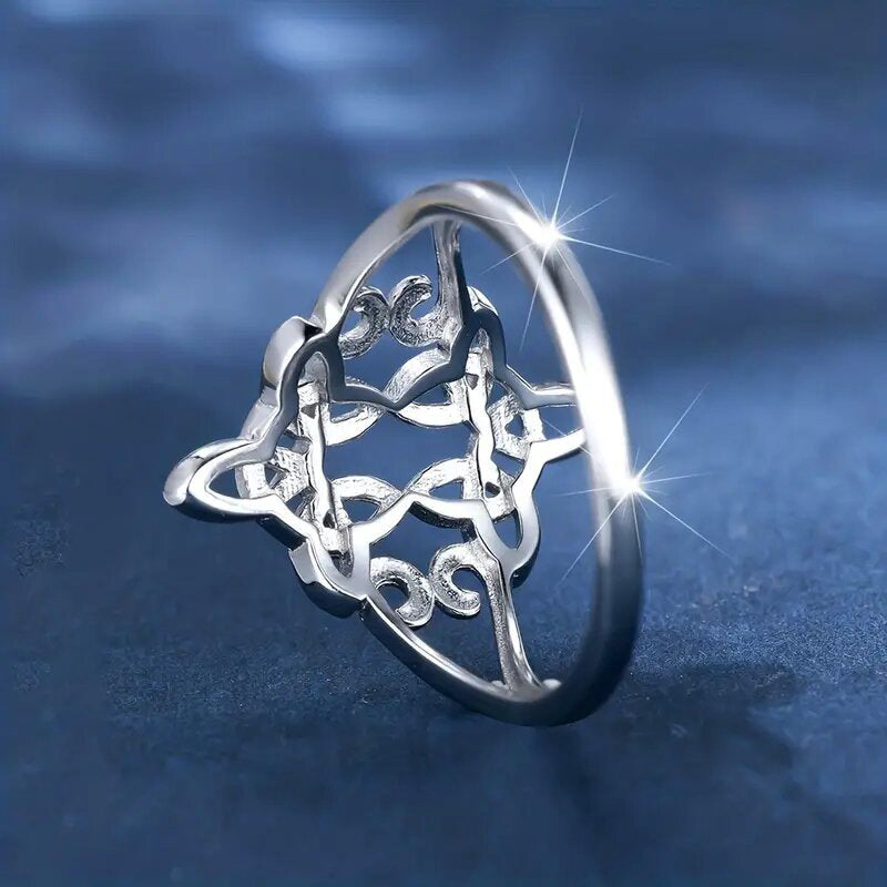 Geometric Cross Hollow Female Personality Pattern Ring