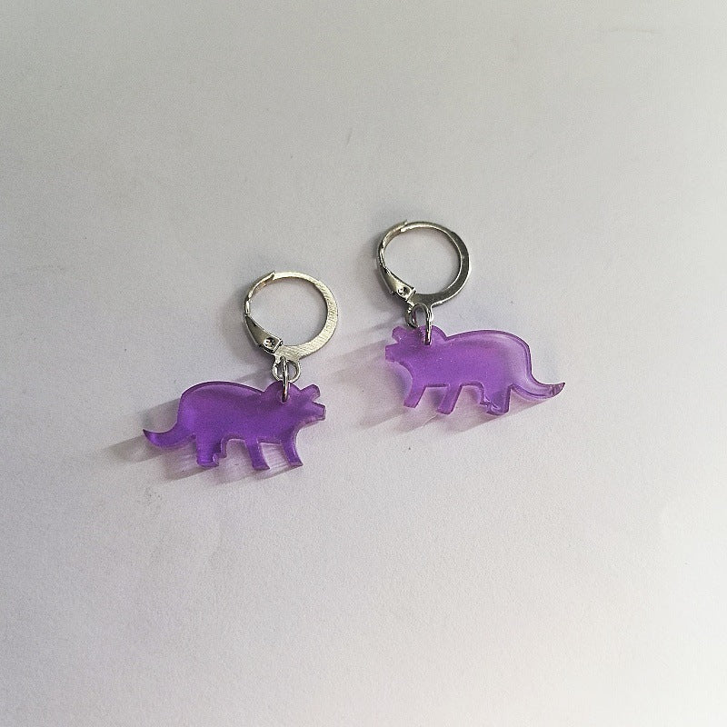 Cute Cartoon Colorful Tyrannosaurus Rex Small Earrings